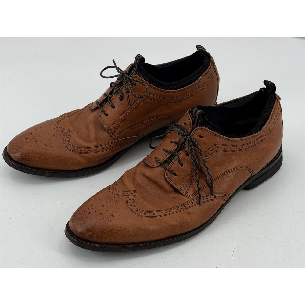 Cole Haan Shoes Men 13 Brown Tan Leather Long Wing Oxford Grand OS Lace Up Dress